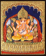 Shri Shop Ganesha, Tanjore Painting by Sanjay Tandekar