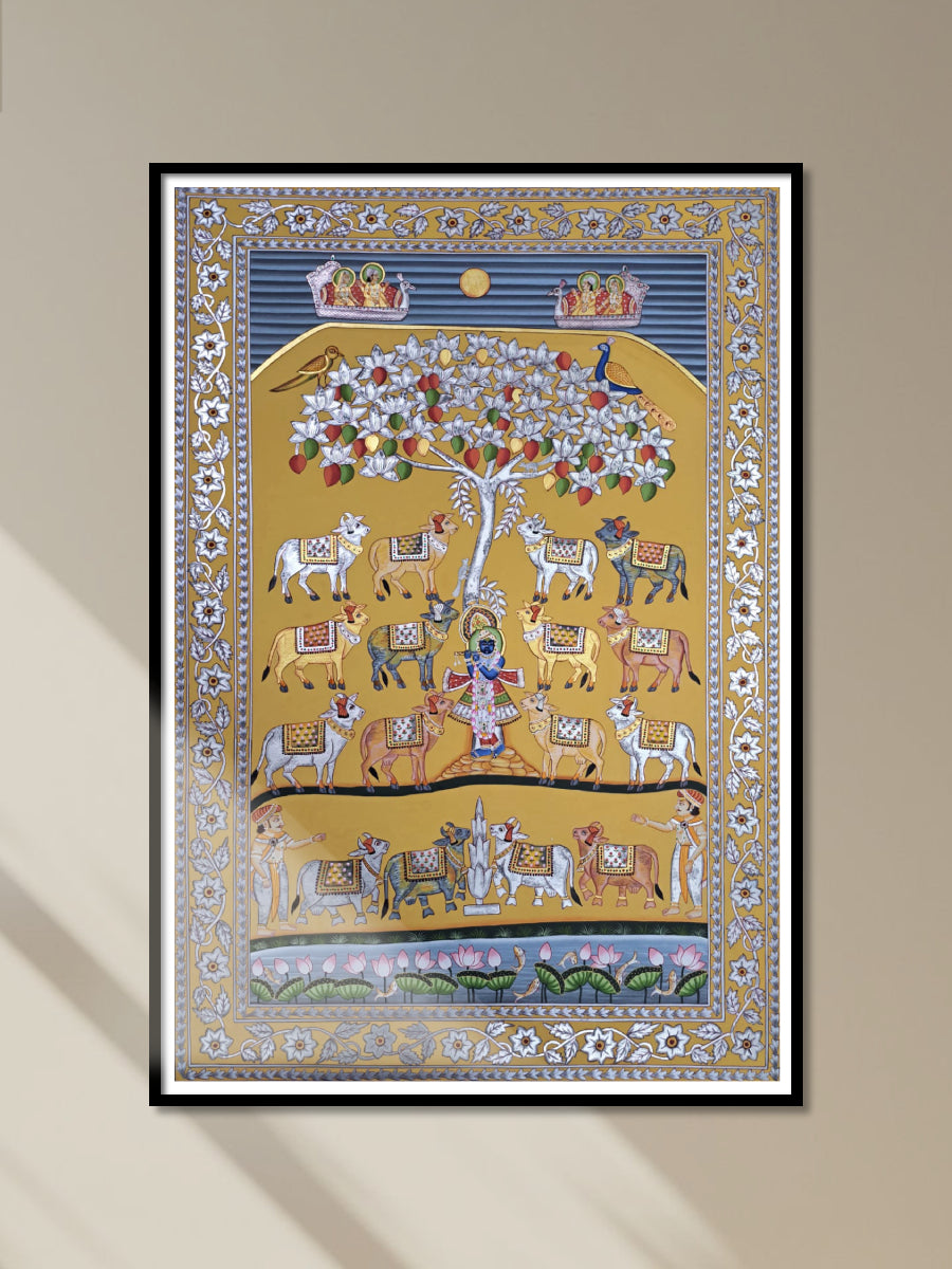 Shop Shrinath Ji with cows In Pichwai by Shehzaad Ali Sherani