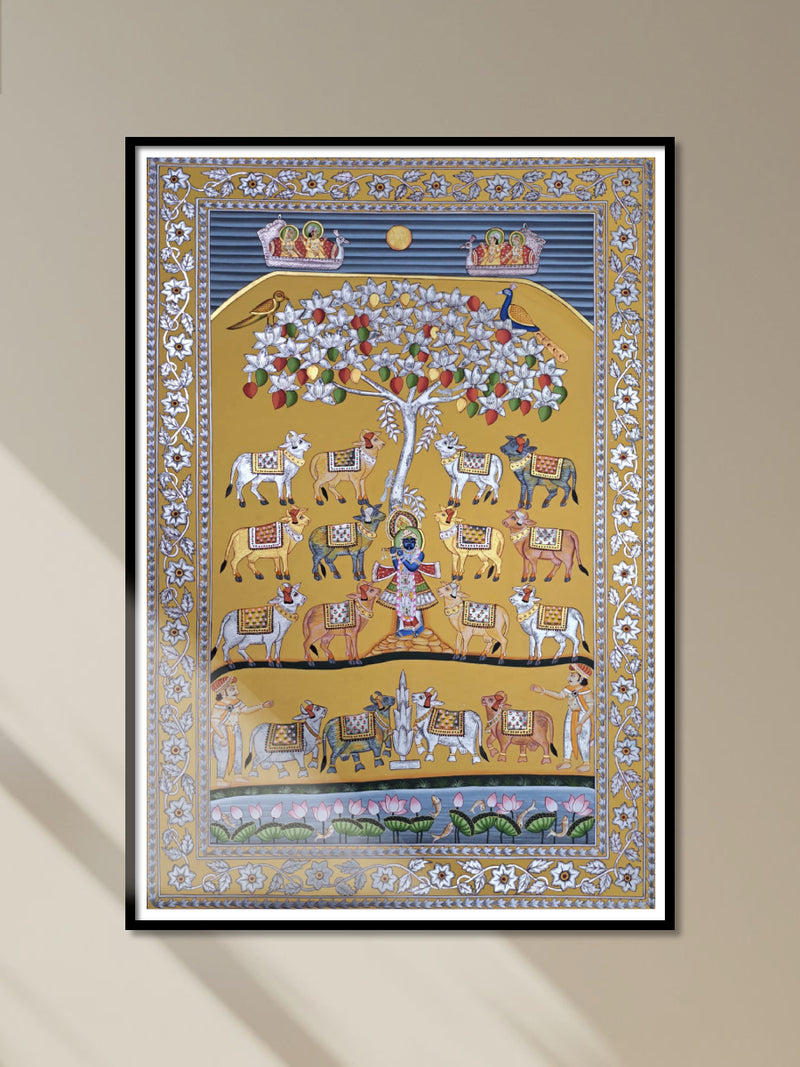 Shop Shrinath Ji with cows In Pichwai by Shehzaad Ali Sherani