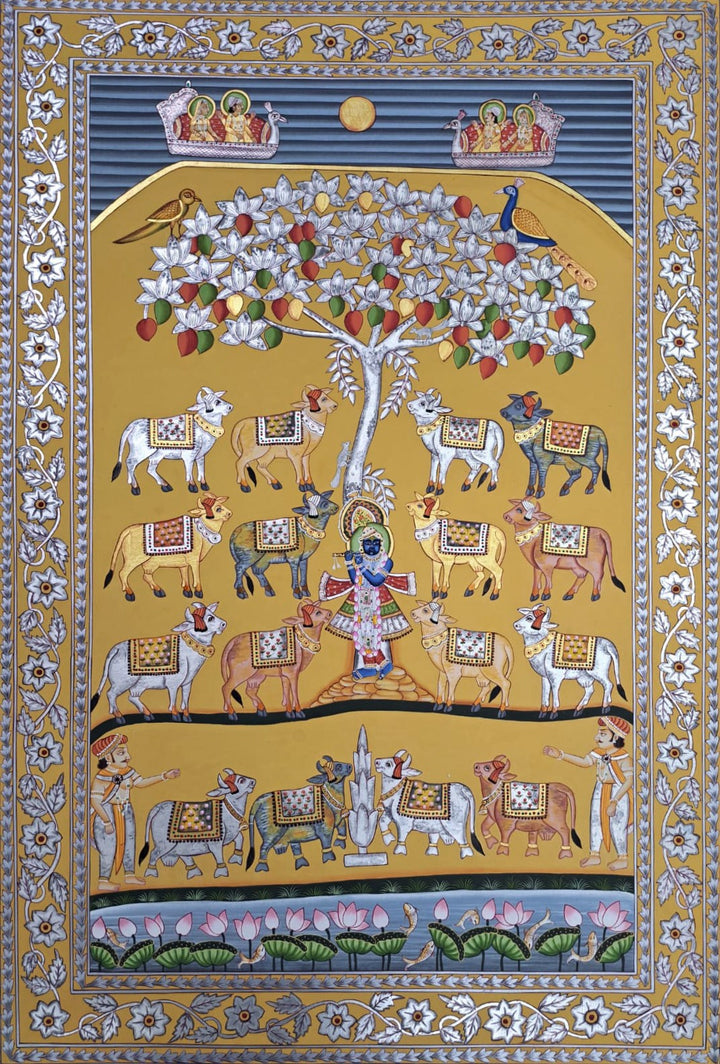 Shrinath Ji with cows In Pichwai by Shehzaad Ali Sherani Thumbnail