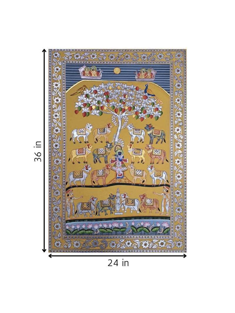 Shrinath Ji with cows In Pichwai artwork for sale