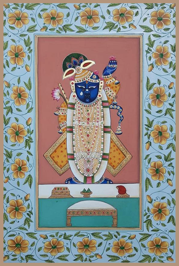 Shrinathji in Floral Bliss in Pichwai by Shehzaad Ali Sherani Thumbnail