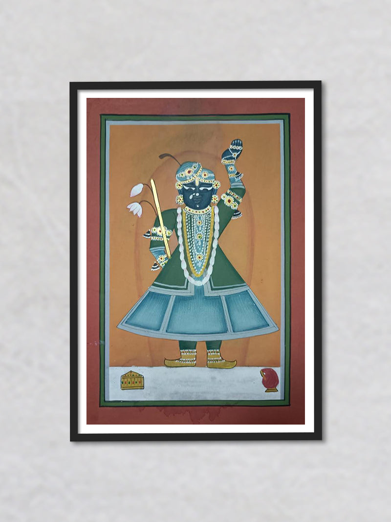 Eternal Guardian: Shrinathji's Divine Vigil, Pichwai Painting by Mohan Prajapati