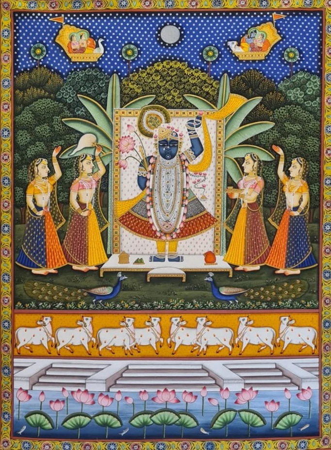 Shrinathji Pichwai Painting by Dinesh Soni Thumbnail