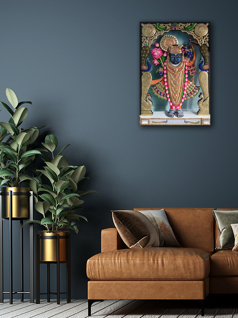 Shrinathji Tapestry of Wonder: Pichwai Painting by Jayesh Sharma for sale