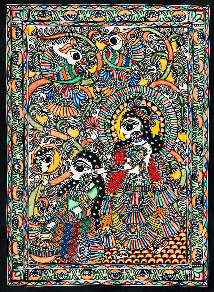 Sisterhood, Madhubani painting by Ambika devi Thumbnail