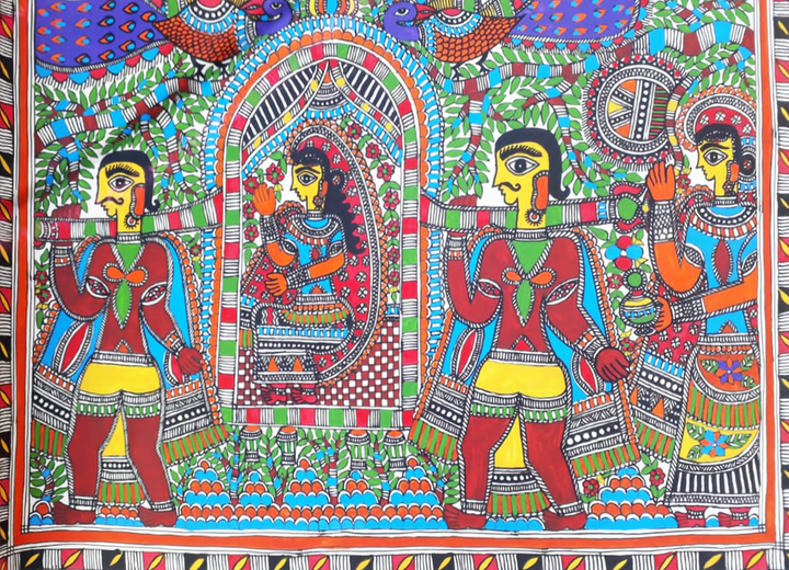 Sita's Vidai in Madhubani Painting by Vibhuti Nath Thumbnail