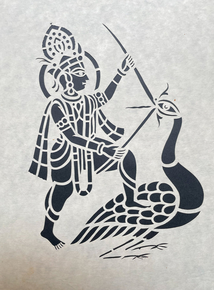 Slaughter of Bakasura, Sanjhi Artwork By Ashutosh Verma Thumbnail