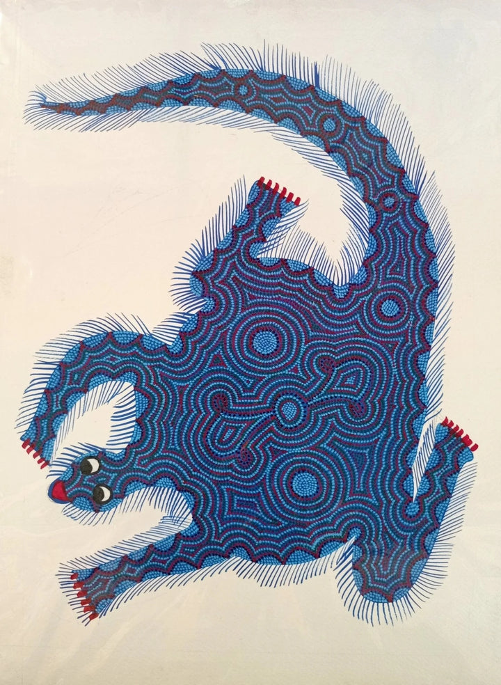 Snapping Turtle in Blue Bhil Painting by Geeta Bariya Thumbnail