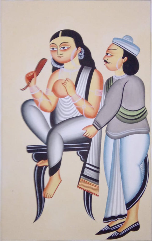 Spirited Splendor: The Evergreen Artistry of Kalighat Patua Painting, Kalighat style by Hasir Chitrakar Thumbnail
