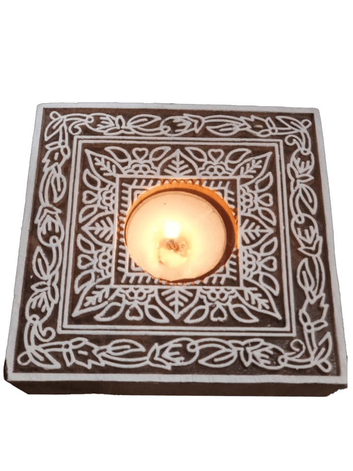 Square Wooden Block diya set by Vikas Singh Thumbnail