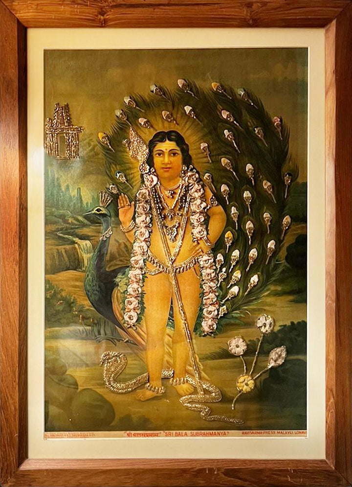 Sri Bala Subramanya / Kartikeya Oleograph by Raja Ravi Varma (Embellished) Thumbnail