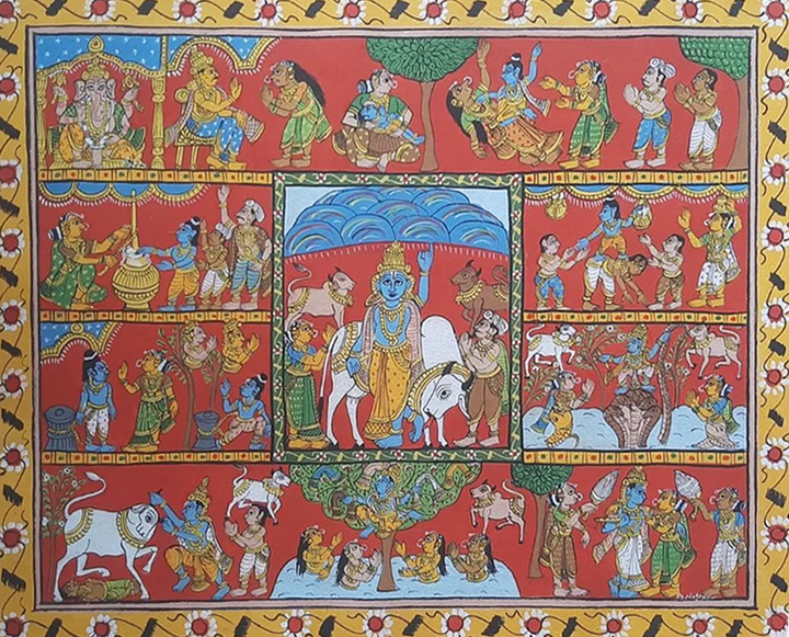 Story of Shri Krishna : CHERIYAL SCROLL PAINTING BY SAI KIRAN Thumbnail