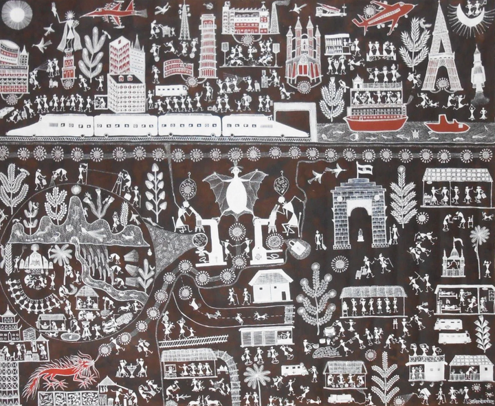 Story of the Covid : Warli Painting by Anil Wangad Thumbnail