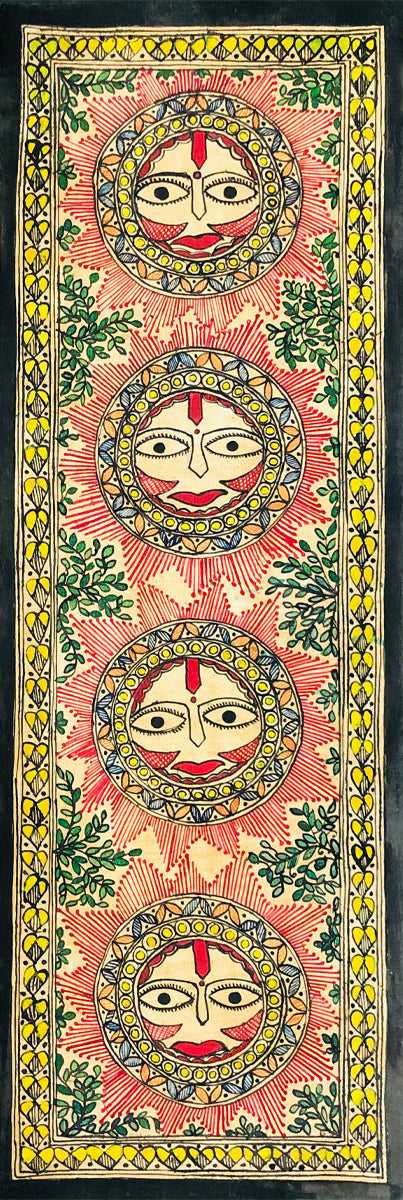Suns of Serenity: The Radiant Women Madhubani Painting by Ambika Devi Thumbnail