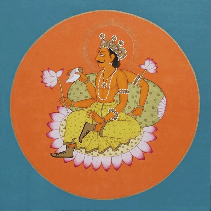 Surya Dev in Kangra Miniature by Anshu Mohan Thumbnail