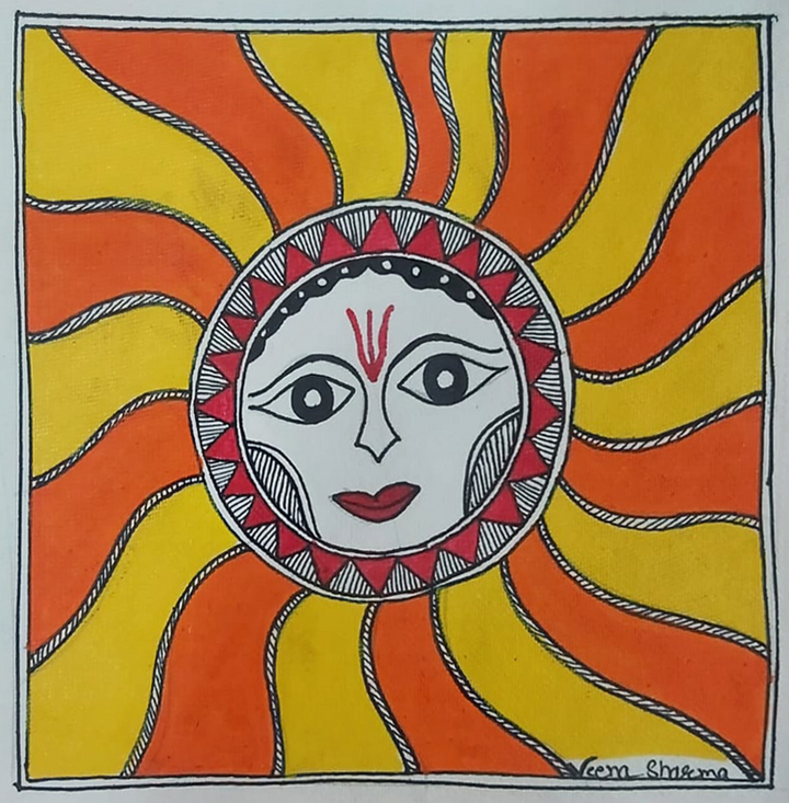 Surya: Madhubani painting by Priti Karn Thumbnail