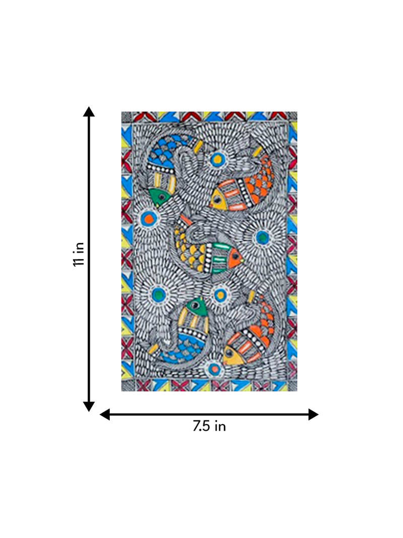 Swirling Fishes in Madhubani for sale