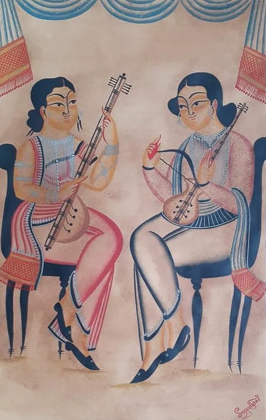 Symphony of Learning:Kalighat painting by  Hasir Chitrakar Thumbnail