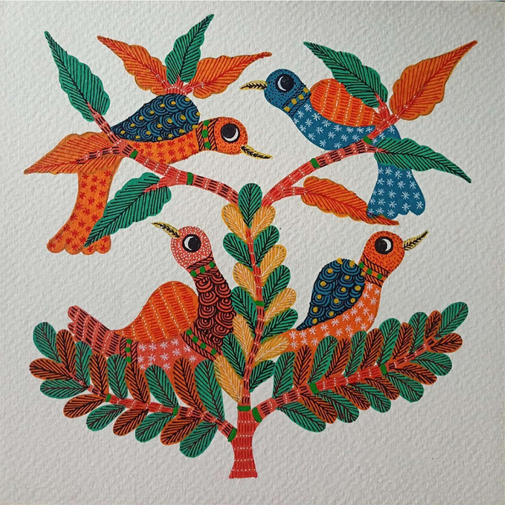 Symphony of Plumage: Gond Art Interactions by Kailash Pradhan Thumbnail