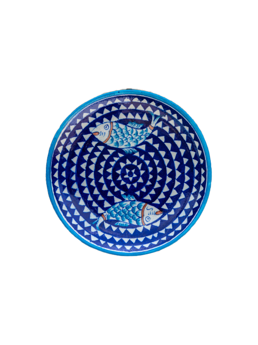  Buy Fishes Wall Plate Blue Pottery 