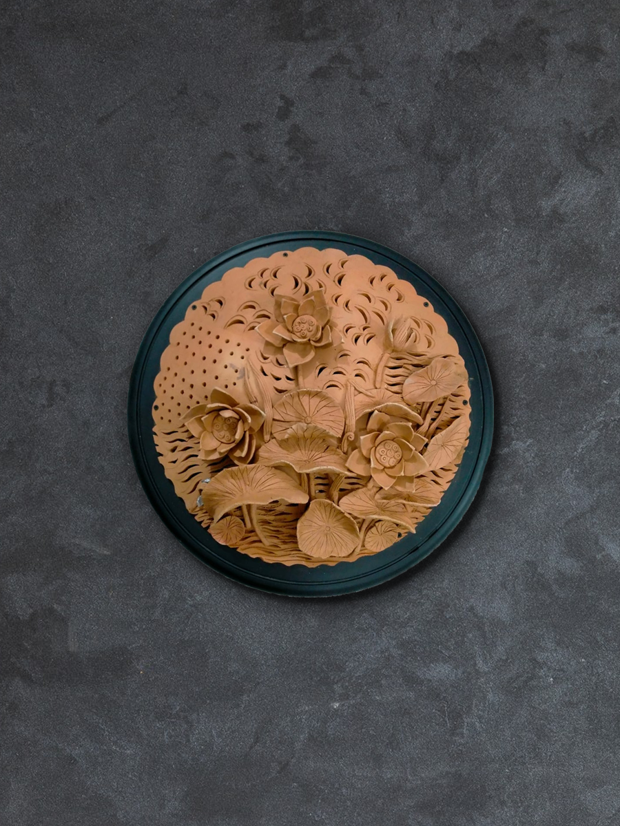 Sculpted Lotus Pond in Terracotta by Dolon Kundu for sale