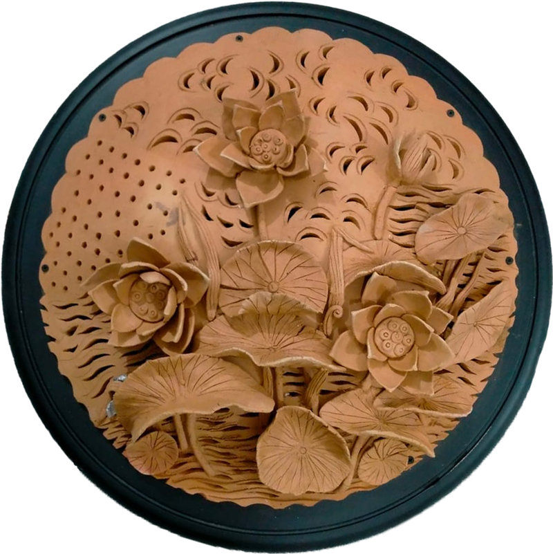 Buy Sculpted Lotus Pond in Terracotta by Dolon Kundu