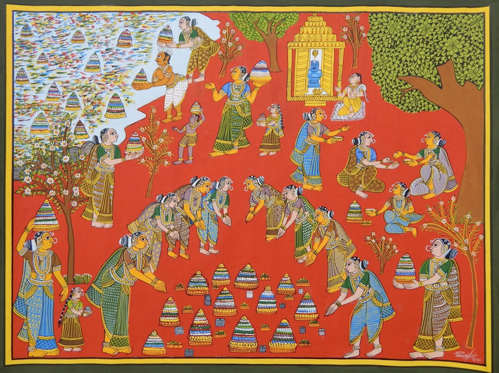 TELANGANA BATHUKAMMA FESTIVAL: CHERIYAL SCROLL PAINTING BY SAI KIRAN Thumbnail
