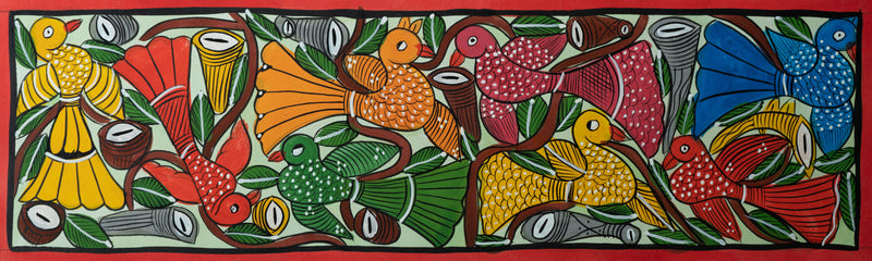 Buy Imagery of radiant birds: Santhal-Tribal Pattachitra
