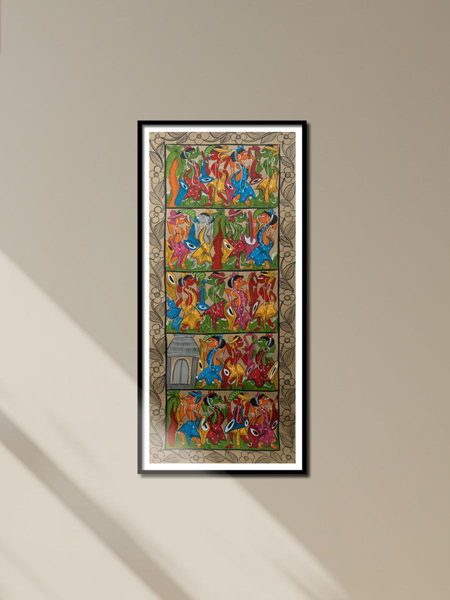 The Festive Vibes in Tribe: Santhal Tribal Pattachitra by Manoranjan Chitrakar for sale