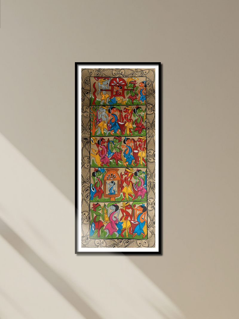 Santhal Wedding Festivity in Tribal Pattachitra by Manoranjan Chitrakar for sale