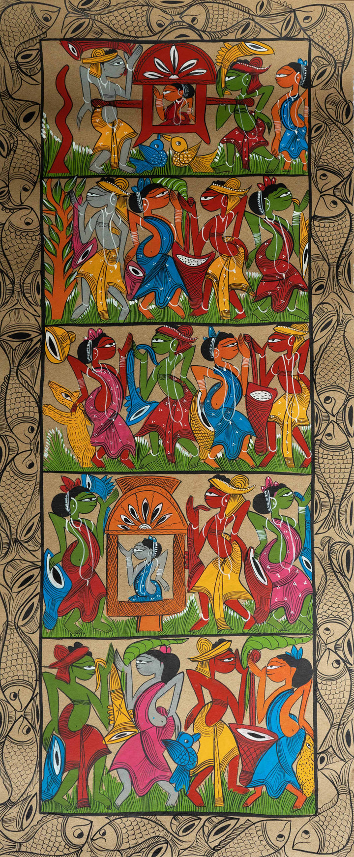 Santhal Wedding Festivity in Tribal Pattachitra by Manoranjan Chitrakar Thumbnail