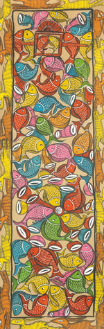 The Palanquin of Fishes in Santhal Tribal Pattachitra