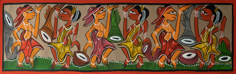 The Ritual Dance: Santhal-Tribal Pattachitra by Manoranjan Chitrakar