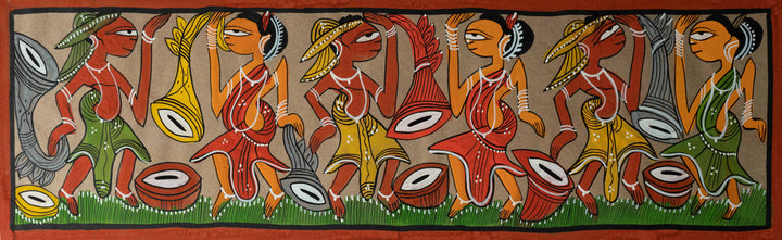 Gentle Imagery of Cultural Dance: Santhal-Tribal Pattachitra by Manoranjan Chitrakar Thumbnail