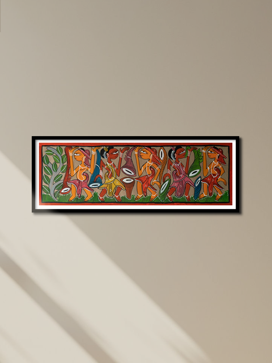The Joy of Life: Santhal-Tribal Pattachitra Painting by Manoranjan Chitrakar for sale