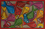 Kite shaped fishes: Santhal-Tribal Pattachitra by Manoranjan Chitrakar