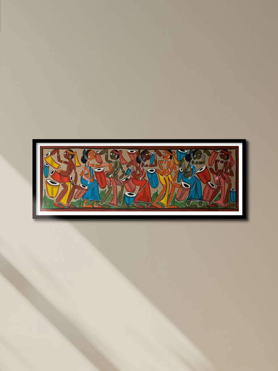 The Santhal Musical Moment in Santhal-Tribal Pattachitra Painting for sale