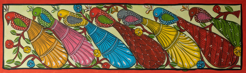 Buy The Peacocks on a Tree in Santhal-Tribal Pattachitra Painting