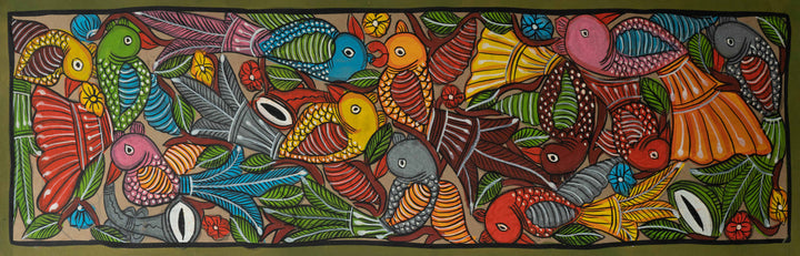 The Birds in Frolic: Santhal Tribal Pattachitra by Manoranjan Chitrakar Thumbnail
