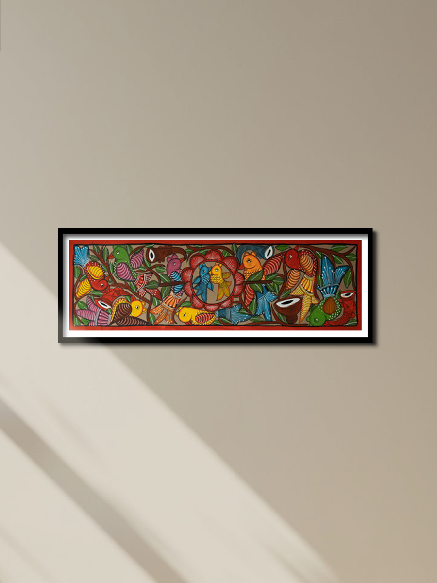 Birds' Marriage in Santhal Tribal Pattachitra by Manoranjan Chitrakar for sale