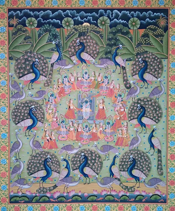 Tales of Lord Krishna: Pichwai Painting by Jayesh Sharma Thumbnail
