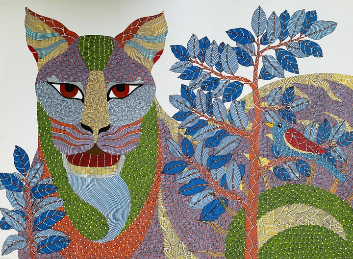 Tiger in the Wild: A Gond Painting by Venkat Shyam Thumbnail