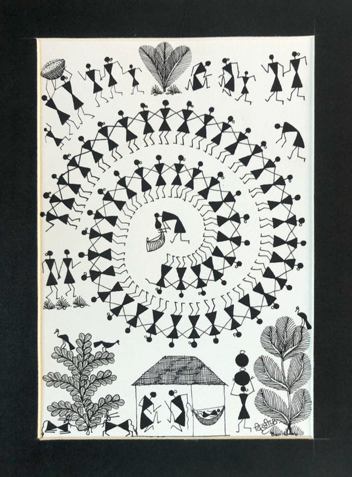 Tarpa Dance, Warli Art by Dilip Bahotha Thumbnail