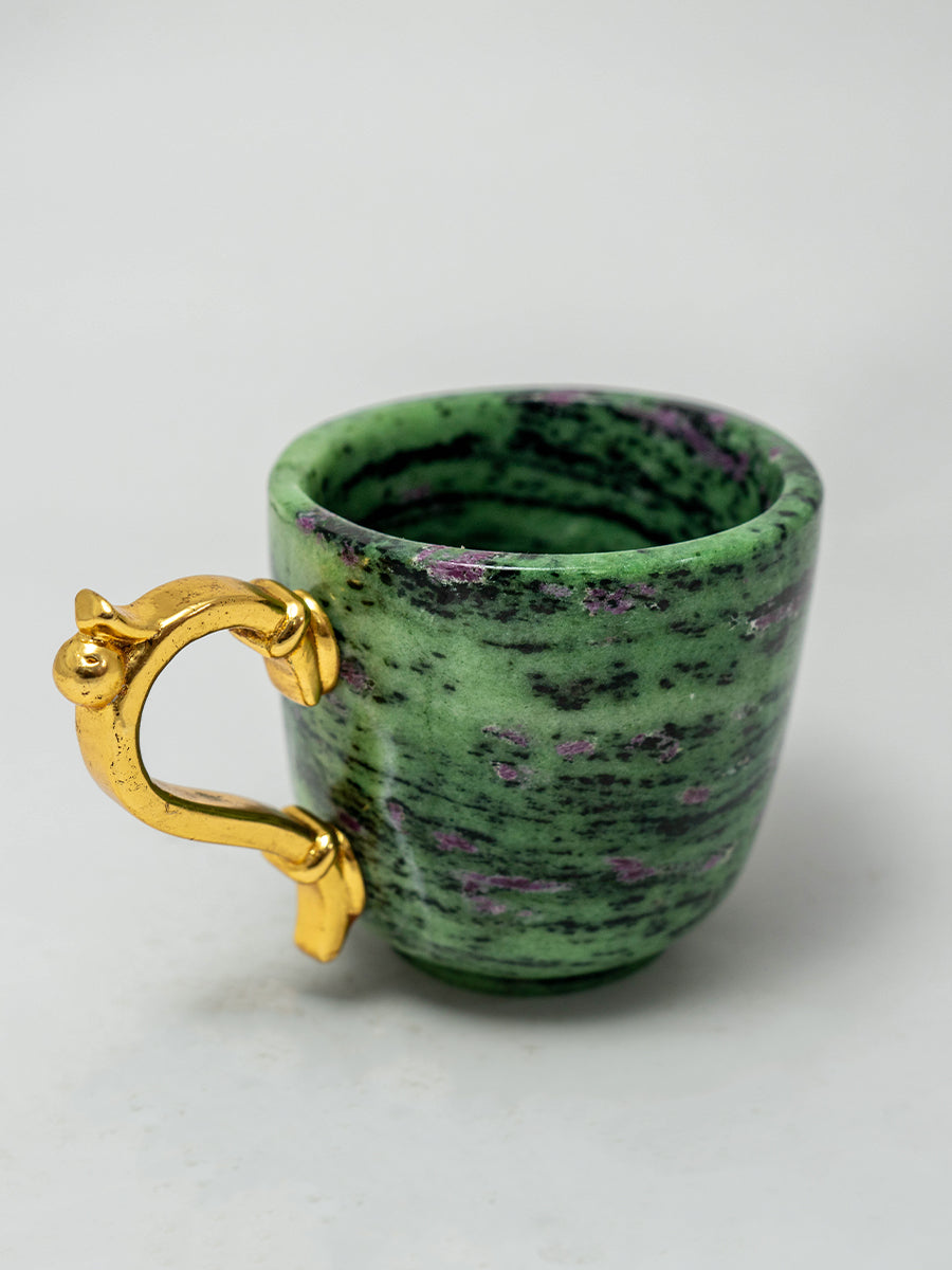 Tea Tales: Ruby Zoisite Gemstone Carving, A Celebration of Serenity 