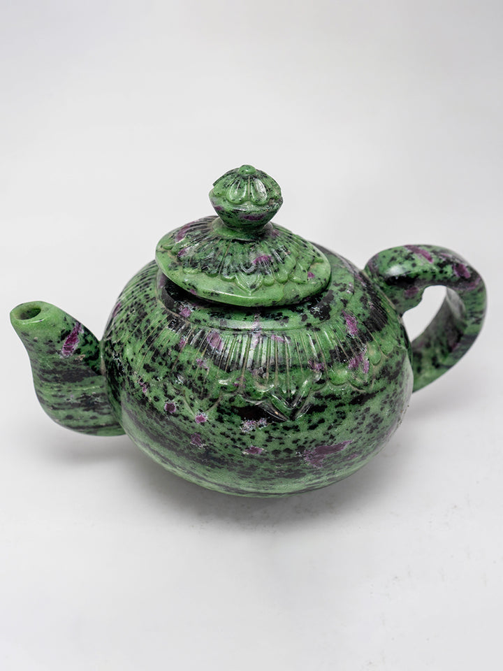 Tea Time Treasures: The Enchanting Ruby Zoisite Tea Kettle Carving by Prithvi Kumawat Thumbnail