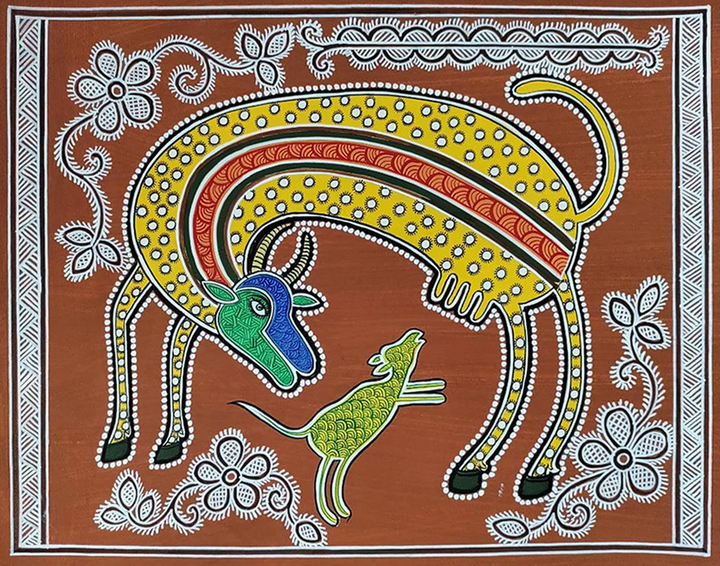 Tender Embrace: Mandana Marvel on Canvas by Vidya Devi Soni Thumbnail
