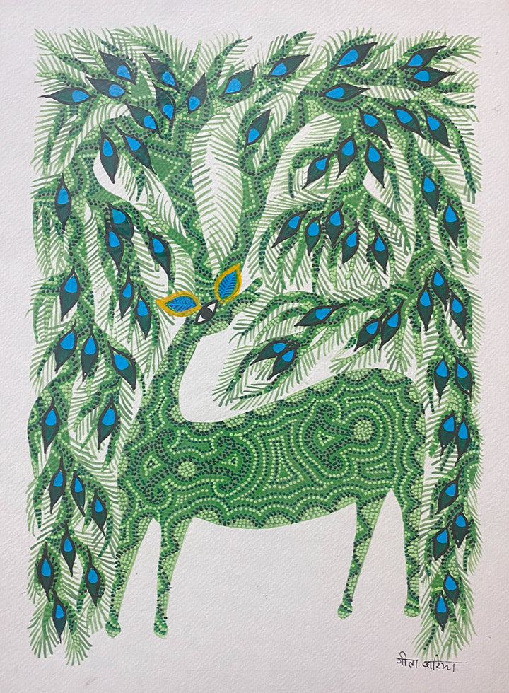 The Deer, Bhil Art by Geeta Bariya Thumbnail