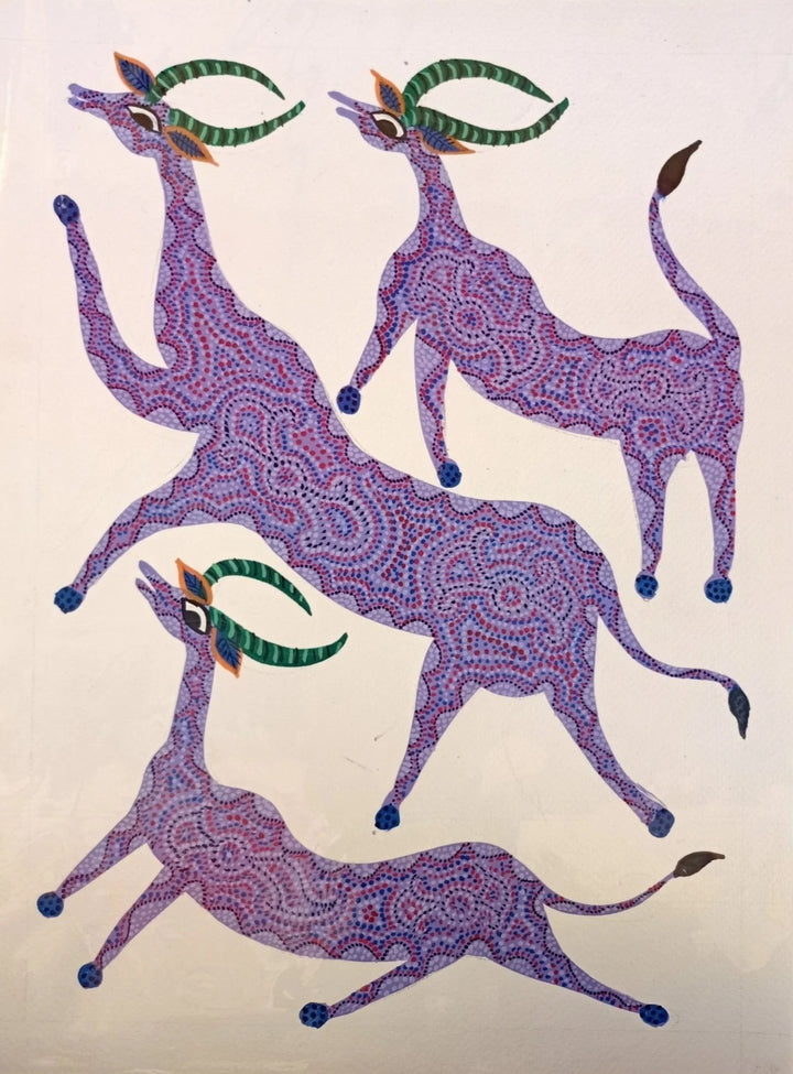 The Deers in Serenity Bhil Painting by Geeta Bariya Thumbnail