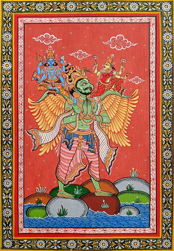 Liberation of Jatayu - Pattachitra Painting by Purusottam Swain for Home Decor Thumbnail